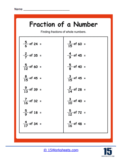 Fractions Of A Whole Number Worksheets 15