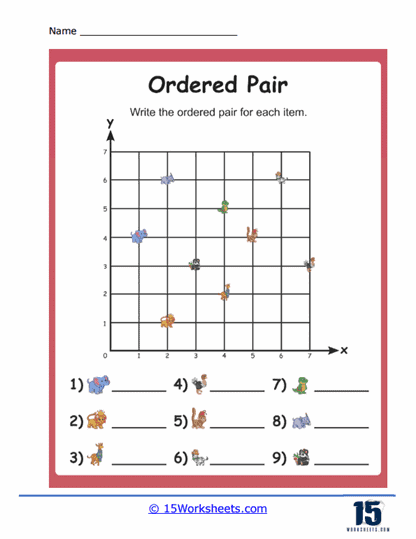 Animal Ordered Pairs Worksheet