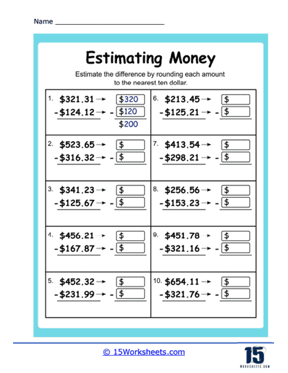 Estimate Money Differences
