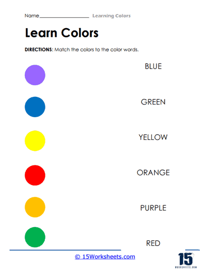 Matching Shades to Words Worksheet