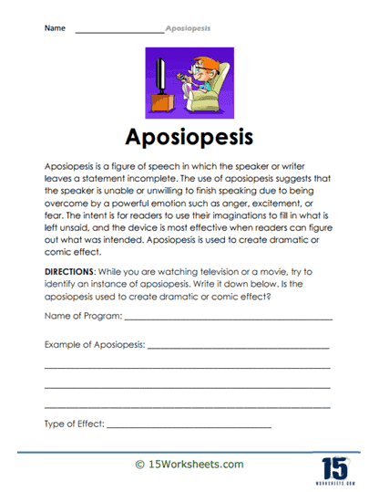 Aposiopesis Worksheets