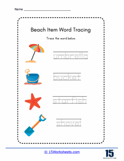 Beach Items Worksheet