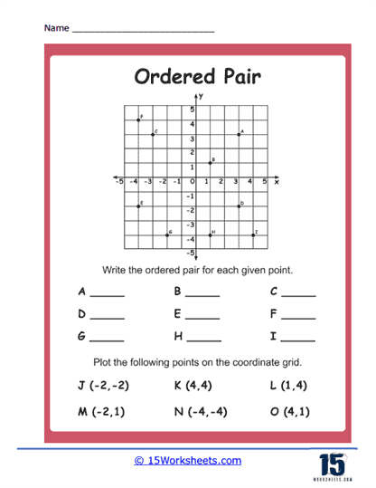 X and Y Coordinates Worksheet