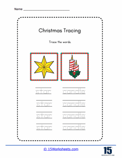 Christmas Objects Worksheet