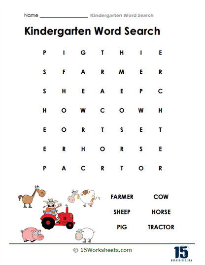 Farm Word Find Worksheet