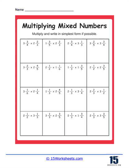 Simple Products Worksheet