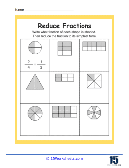 Simplifying Fractional Images Worksheet
