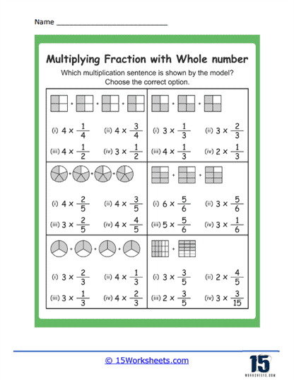 State As a Multiplication Sentence Worksheet