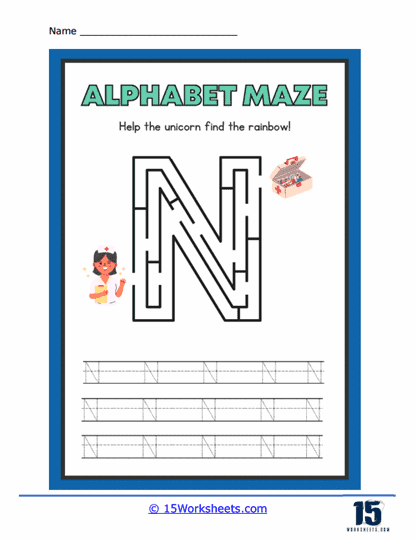 Letter N Maze Worksheet