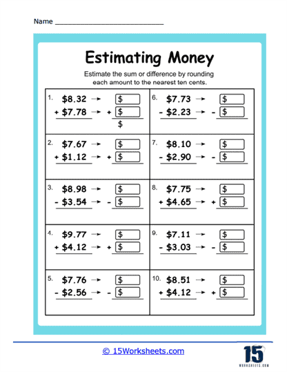 Money Sums and Differences