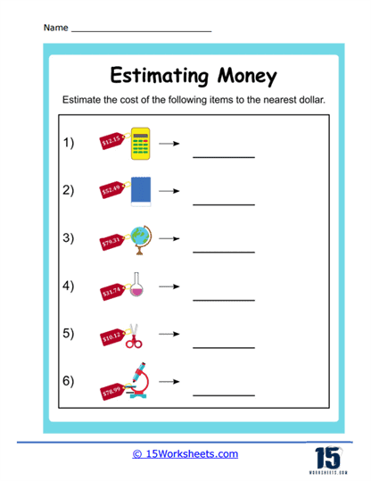 Estimating Money Worksheets