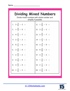 Dividing Mixed Numbers Worksheets - 15 Worksheets.com