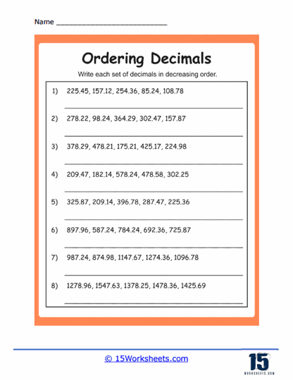 Decreasing Order