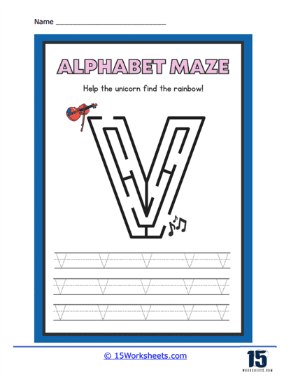 Letter V Maze Worksheet