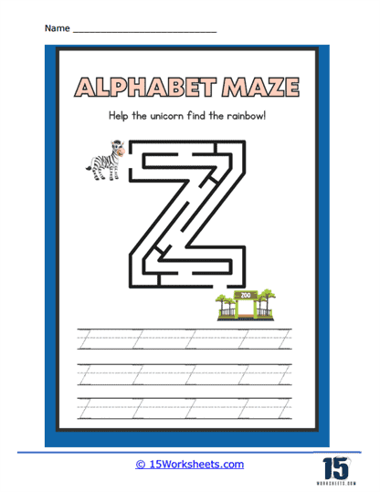 Letter Z Maze Worksheet