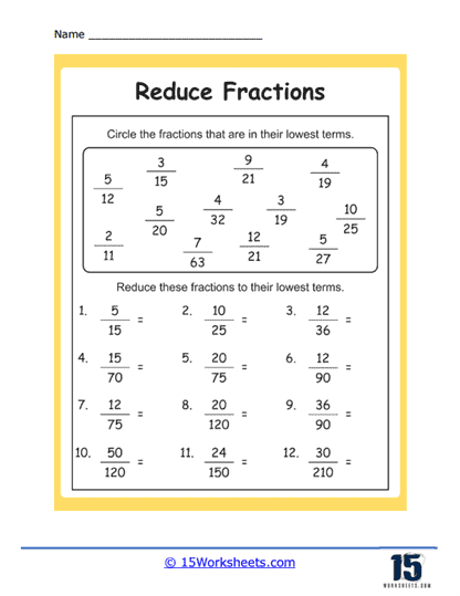 Circle the Lowest Worksheet