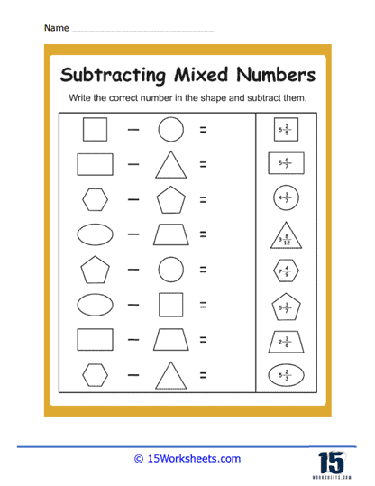 Shaping Subtraction Worksheet