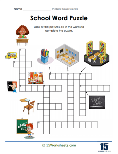 School Word Puzzle Worksheet