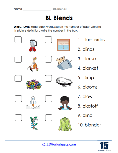 BL Blends Worksheets