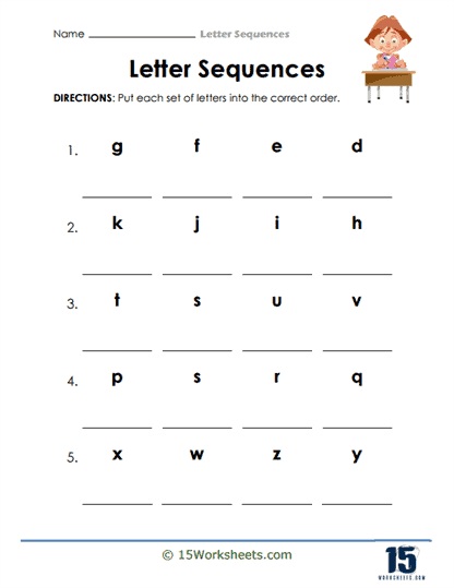 Letter Sequence Worksheets - 15 Worksheets.com