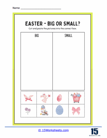 Easter Sizes Worksheet