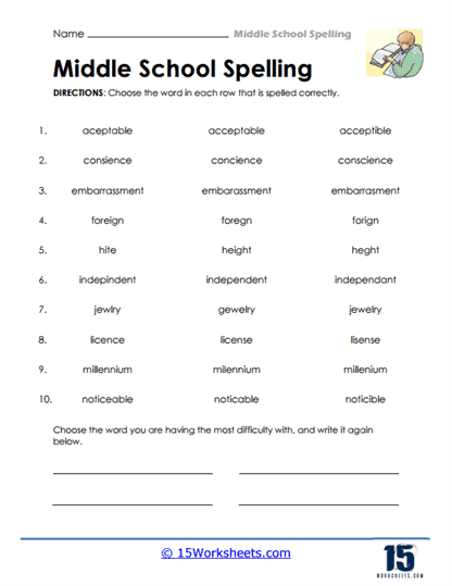 Circle the Correct Spelling Worksheet