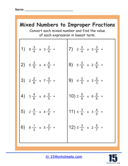 Mixed Fraction Worksheets - Practice and Learn Fractions
