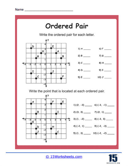 Name Points in Quadrants Worksheet