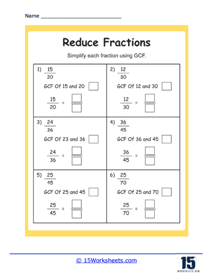 Simplifying Fractions Worksheets - 15 Worksheets.com