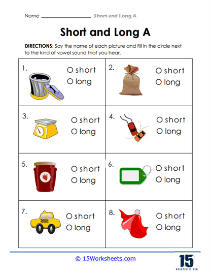 Short and Long A Words Worksheets
