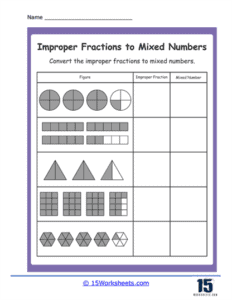 Improper Fractions to Mixed Numbers Worksheets - 15 Worksheets.com