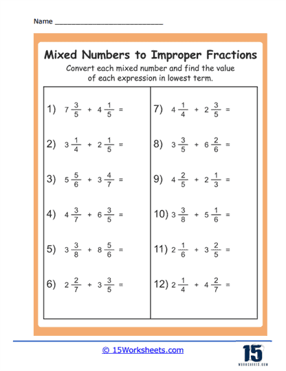 Expression in Lowest Terms Worksheet