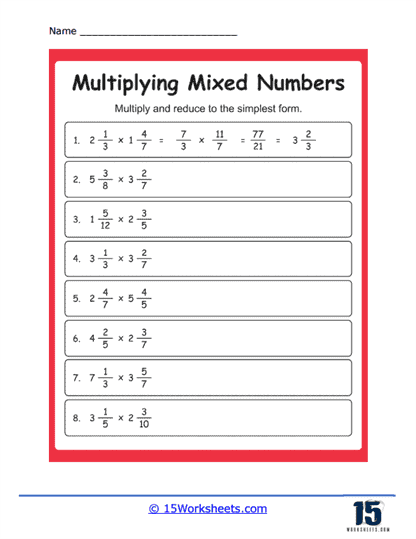 Simplest Forms Worksheet