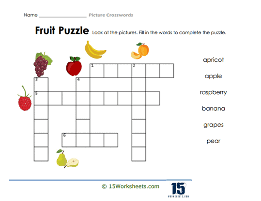 Fruit Crossword Worksheet