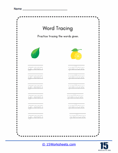 Green and Yellow Worksheet