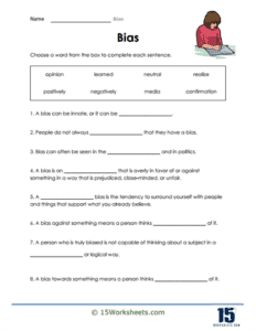 Bias Worksheets - 15 Worksheets.com