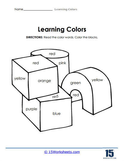 Color the Words on Shapes Worksheet