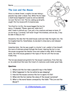 Fable Comprehension Worksheets - 15 Worksheets.com