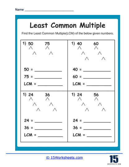 Least Common Multiples Worksheets - 15 Worksheets.com