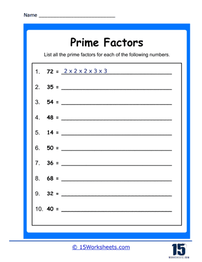 List the Prime Factors