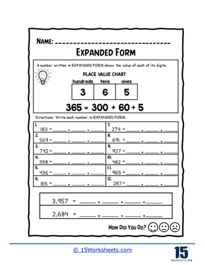 Write In Expanded Form Worksheet