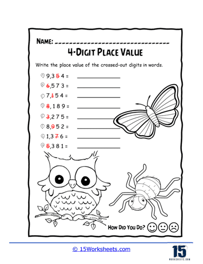 Name the 4-Digit Place Value Worksheet