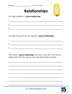 Relationships Worksheets | Personal Skills - 15 Worksheets.com
