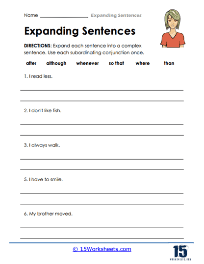 Sentence Expansion Worksheets Grade 6