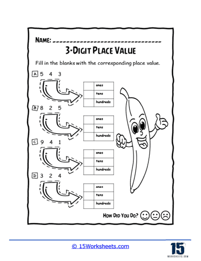 Values to Places Worksheet