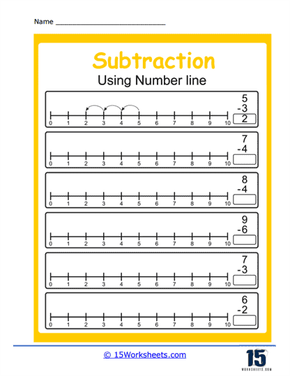 Numberline Subtract Guide Worksheet