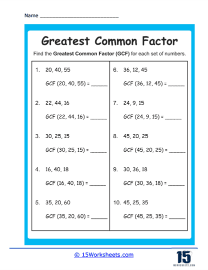 Greatest Common Factor Review