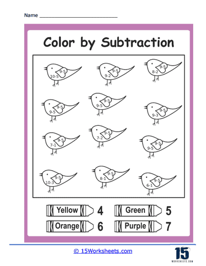 Subtraction is For The Birds Worksheet