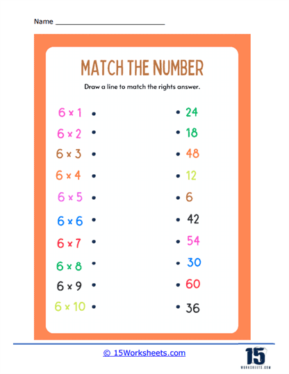 Matching 6 Products Worksheet