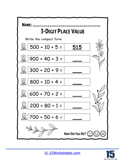 Places to Compact Form Worksheet